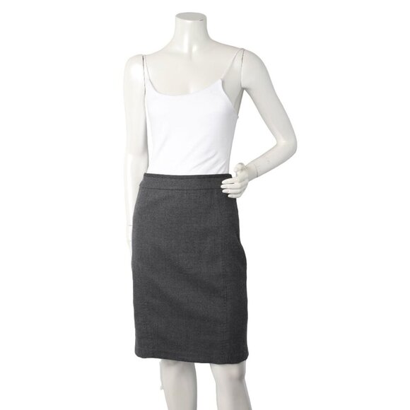 Ted Baker Wool Pencil Skirt Fitted Ruffled Back Office Classic Designer Grey - Picture 2 of 13